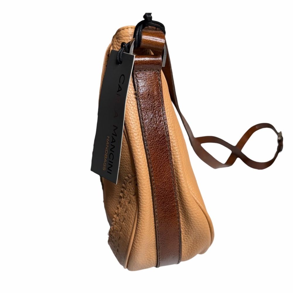 CARLA MANCINI Hayley Light Tan Brown Leather Crossbody Bag Purse NWT Wester - Picture 6 of 11